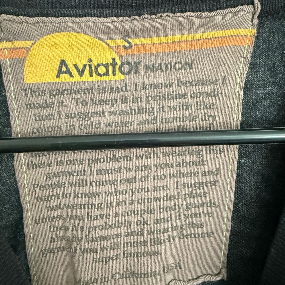Aviator Nation Black Lightning Bolt Jersey Size Small - Picture 2 of 3